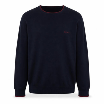 Ben Sherman Men's Black Cotton Crew Neck Pullover Jumper L