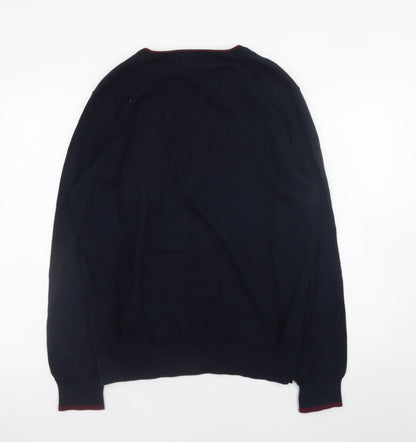 Ben Sherman Men's Black Cotton Crew Neck Pullover Jumper L