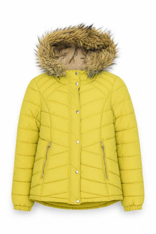 Womens UK Size 10 F&F Yellow Puffer Jacket