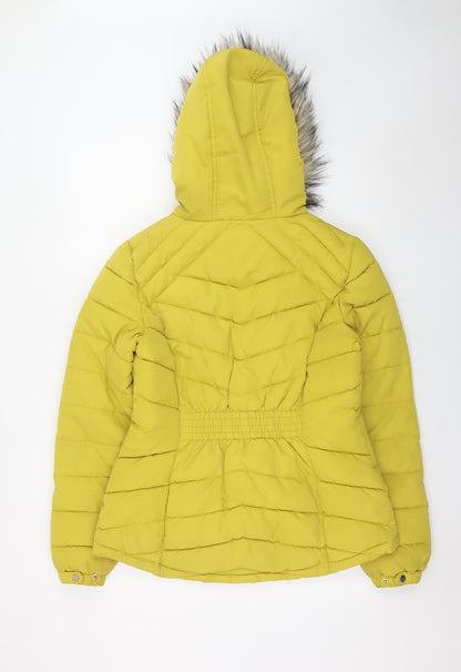Womens UK Size 10 F&F Yellow Puffer Jacket