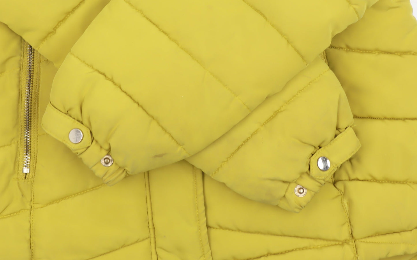 Womens UK Size 10 F&F Yellow Puffer Jacket