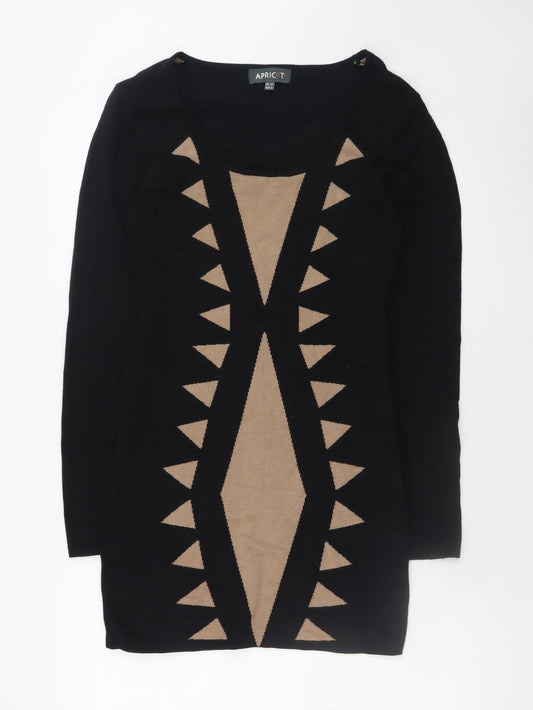 Apricot Womens Black Geometric Bodycon Knit Dress Size 12