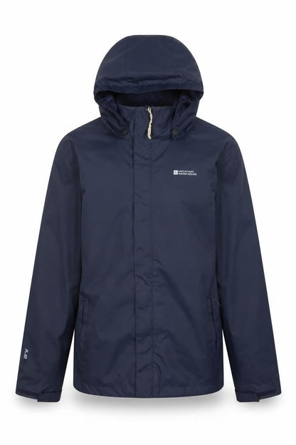 Front view of Mountain Warehouse Teens Blue Hooded Water Resistant Rain Coat Jacket, size S