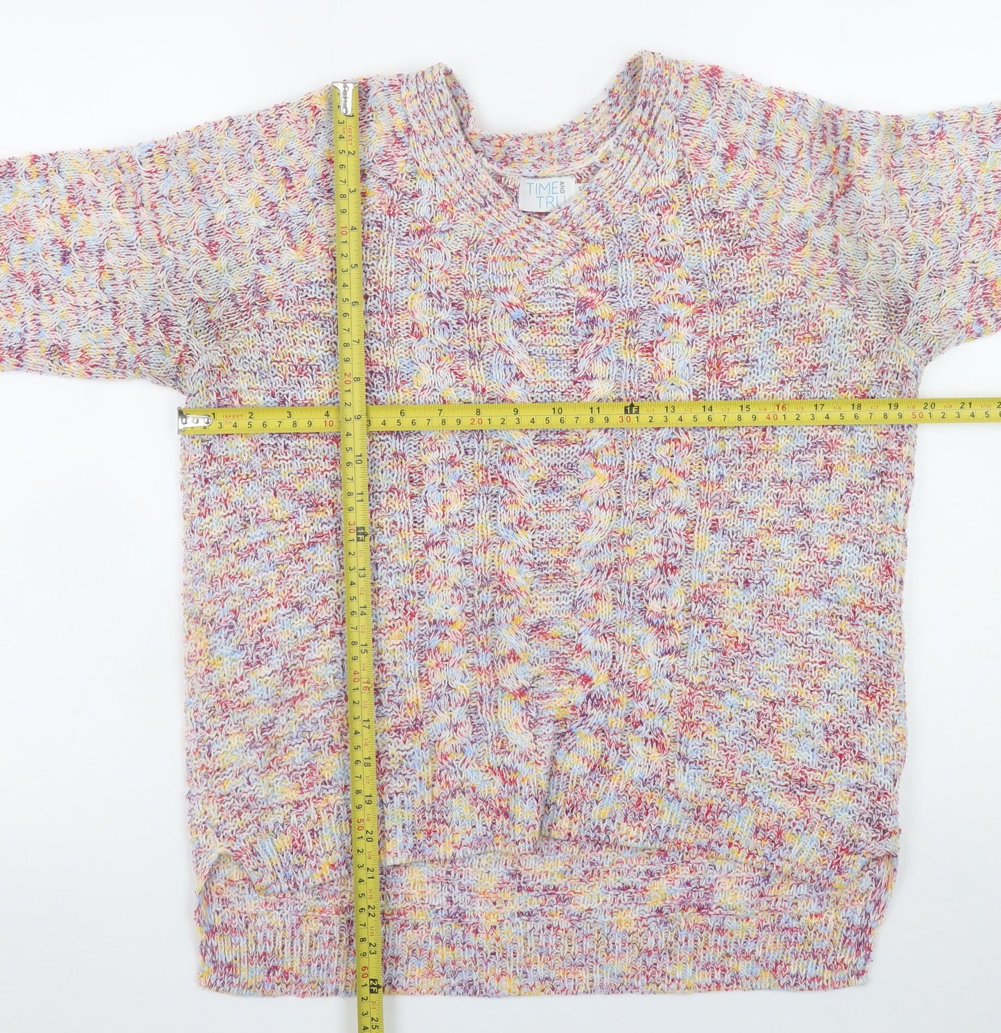 Womens UK Size S Time and Tru Multicoloured Pullover Jumper