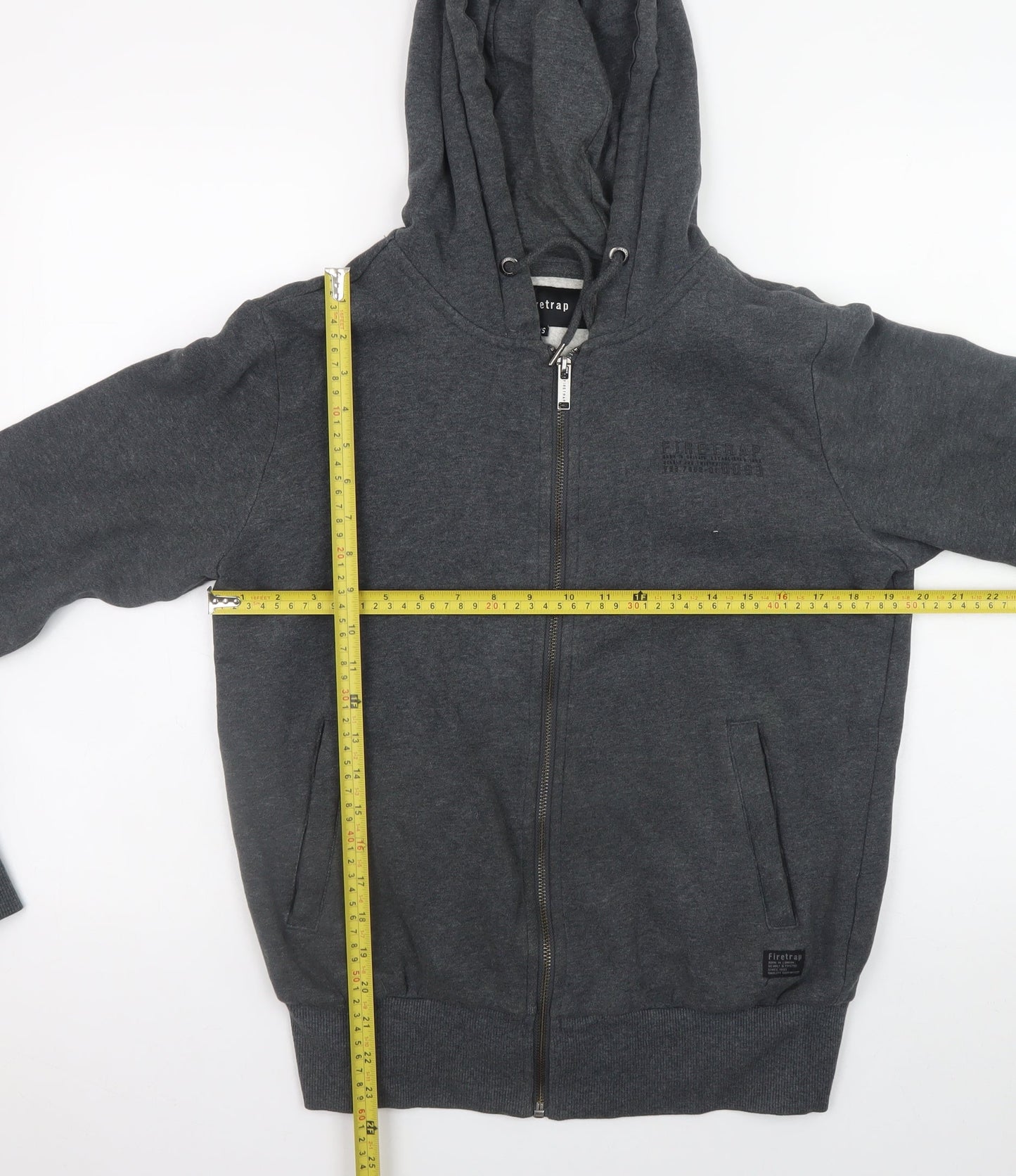 Mens UK Size XS Firetrap Grey Full Zip Hoodie