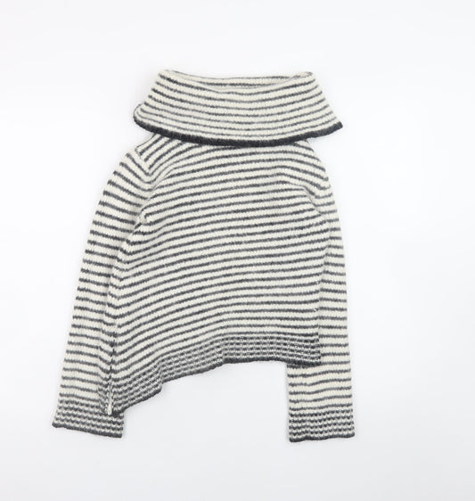 Topshop Women's Striped Cowl Neck Wool Blend Pullover Jumper Size 12
