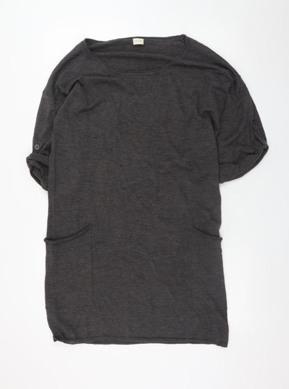 Poetry Women’s Grey Wool T-Shirt Dress UK 10 Short Sleeve Knit