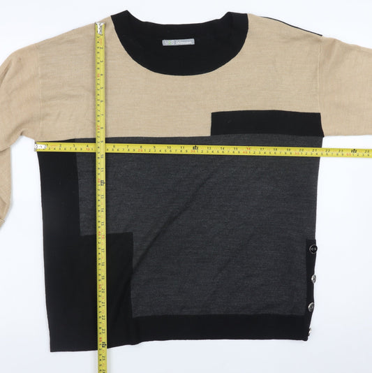 Marks and Spencer Women Beige Black Geometric Pullover Jumper UK 12