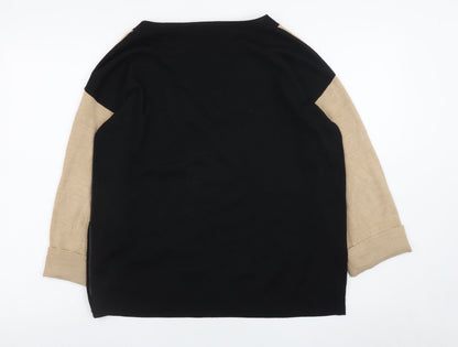Marks and Spencer Women Beige Black Geometric Pullover Jumper UK 12