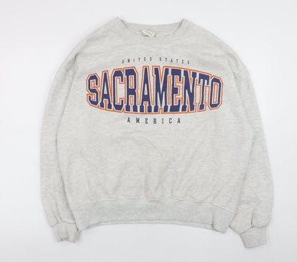 Womens UK Size 12 Pull & Bear Grey Pullover Sweatshirt