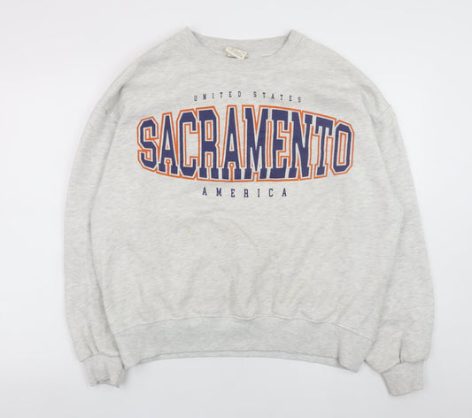 Womens UK Size 12 Pull & Bear Grey Pullover Sweatshirt