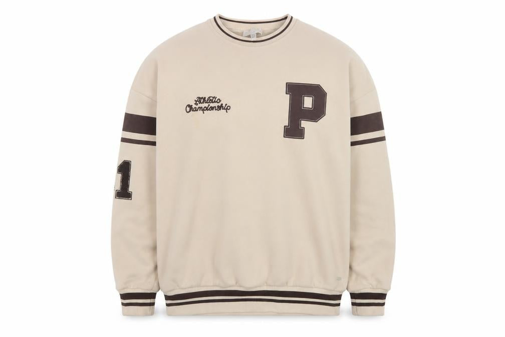 Teens UK Size M Pull & Bear Beige Pullover Sweatshirt