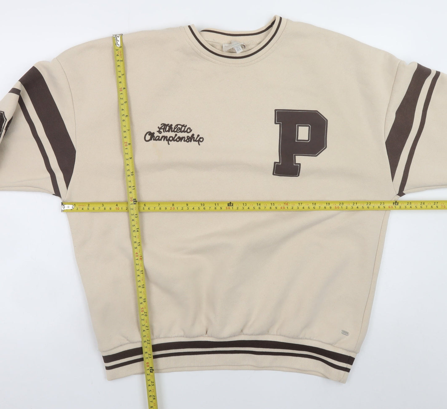 Teens UK Size M Pull & Bear Beige Pullover Sweatshirt