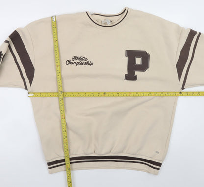 Teens UK Size M Pull & Bear Beige Pullover Sweatshirt