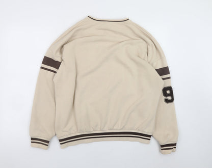 Teens UK Size M Pull & Bear Beige Pullover Sweatshirt