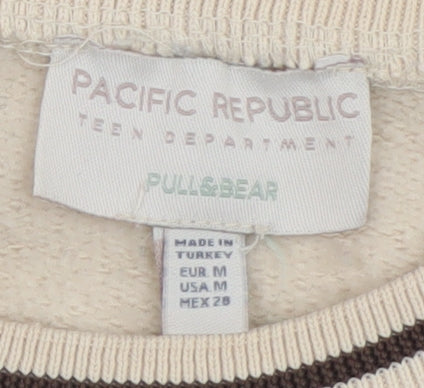 Teens UK Size M Pull & Bear Beige Pullover Sweatshirt