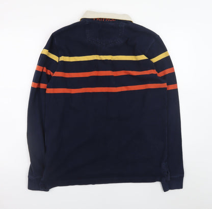 Fat Face Men's Blue Striped Rugby Long Sleeve Cotton Shirt - L