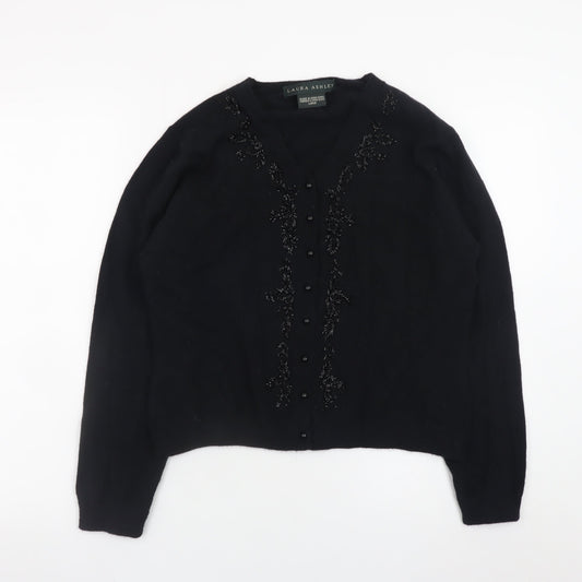 Womens UK Size L Laura Ashley Black Cardigan Jumper