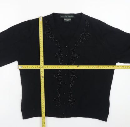 Womens UK Size L Laura Ashley Black Cardigan Jumper