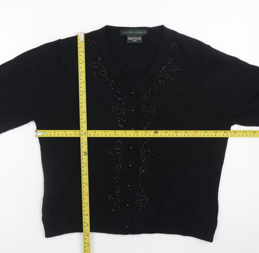 Womens UK Size L Laura Ashley Black Cardigan Jumper