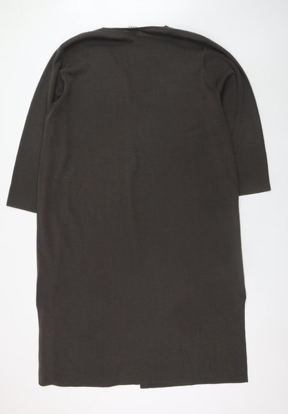 Elvi Women Brown Embroidered Knit Midi Shift Dress Size 16