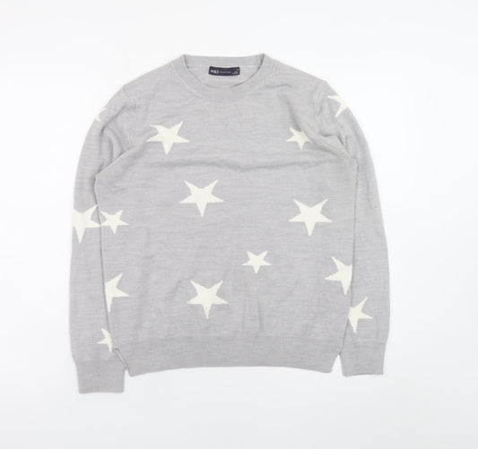 Marks and Spencer Women Grey Star Knit Jumper Size 12