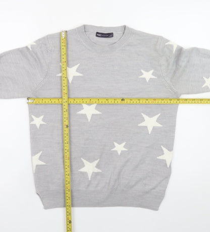 Marks and Spencer Women Grey Star Knit Jumper Size 12