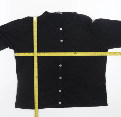 Womens UK Size 12 VIZ-A-VIZ Black Cardigan Jumper