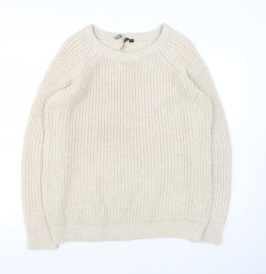 Intuition Women Beige Acrylic Knit Jumper Size 16 Crew Neck