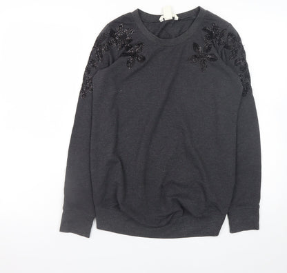 H&M MAMA Women's Grey Beaded Shoulder Maternity Pullover Jumper Size 8