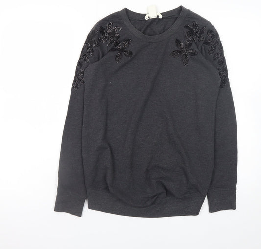 H&M MAMA Women's Grey Beaded Shoulder Maternity Pullover Jumper Size 8