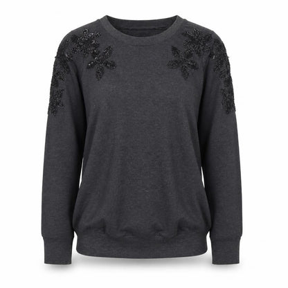 H&M MAMA Women's Grey Beaded Shoulder Maternity Pullover Jumper Size 8