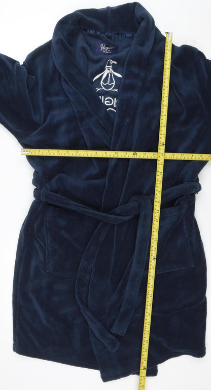 Original Penguin Men's Navy Blue Polyester Belted Robe S/M