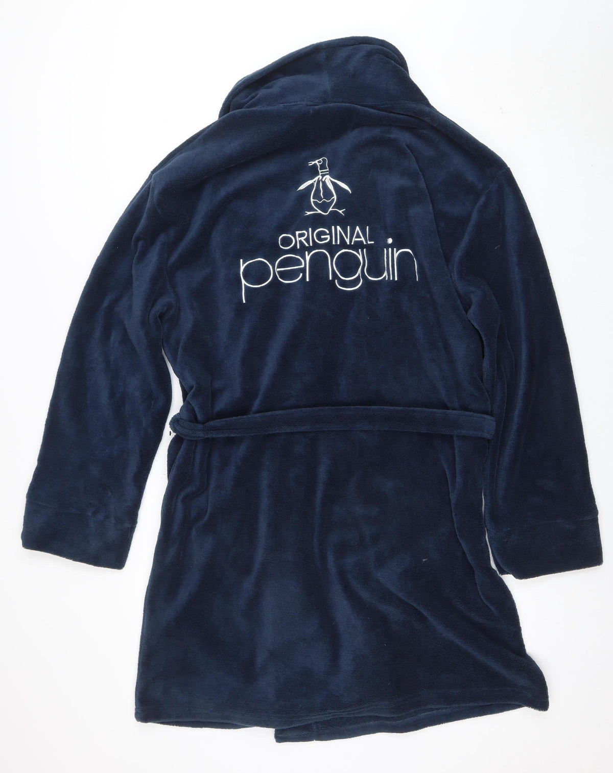 Original Penguin Men's Navy Blue Polyester Belted Robe S/M