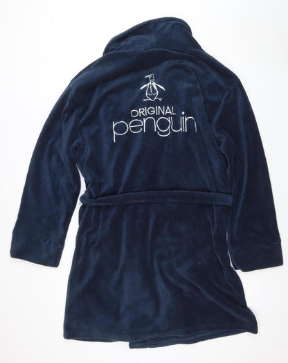 Original Penguin Men's Navy Blue Polyester Belted Robe S/M