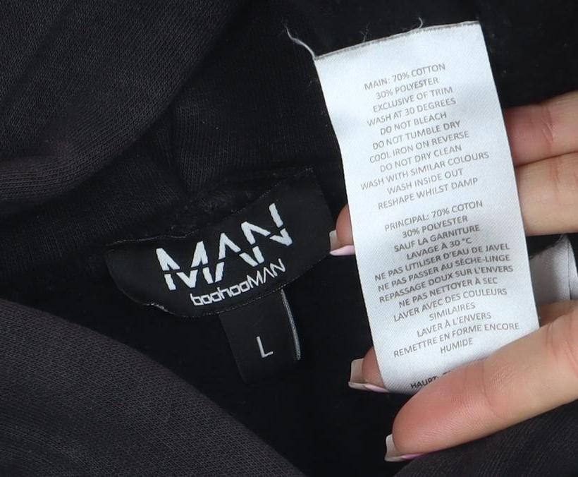 Mens UK Size L BoohooMAN Black Pullover Hoodie