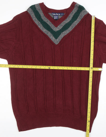 Mens UK Size M Nautica Red Pullover Jumper