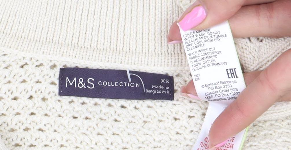Womens UK Size XS Marks and Spencer Ivory Pullover Jumper