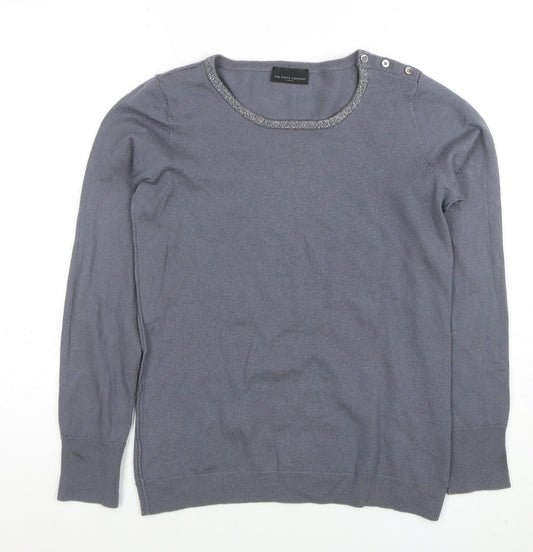 The White Company Women Grey Merino Wool Crew Neck Jumper Medium