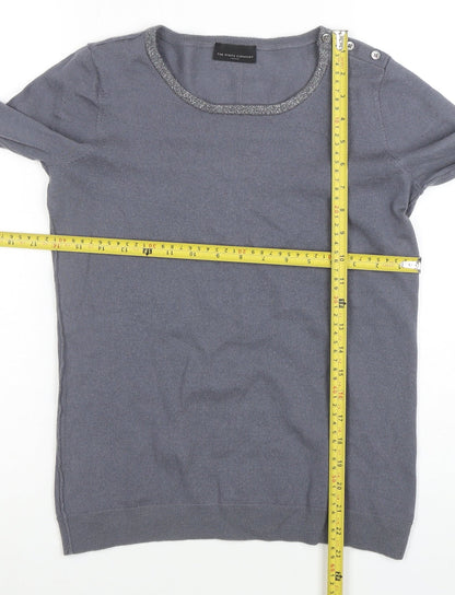 The White Company Women Grey Merino Wool Crew Neck Jumper Medium