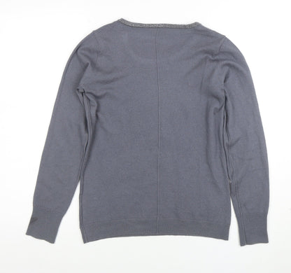 The White Company Women Grey Merino Wool Crew Neck Jumper Medium