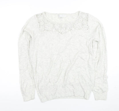 Rocha John Rocha Women Ivory Size 12 Lace Detail Long Sleeve Jumper