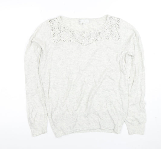 Rocha John Rocha Women Ivory Size 12 Lace Detail Long Sleeve Jumper