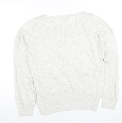 Rocha John Rocha Women Ivory Size 12 Lace Detail Long Sleeve Jumper