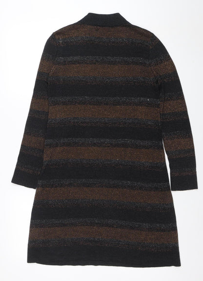 Papaya Women Black Striped Jumper Dress Size 10 Long Sleeve Knitwear