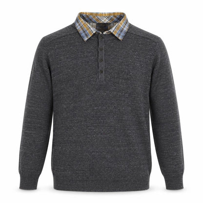 Marks and Spencer North Coast Grey Knit Long Sleeve Collared Polo L