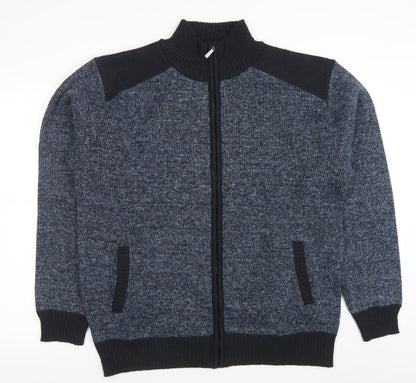 Charles Norton Men’s Blue Full Zip Knit Jumper 2XL High Neck