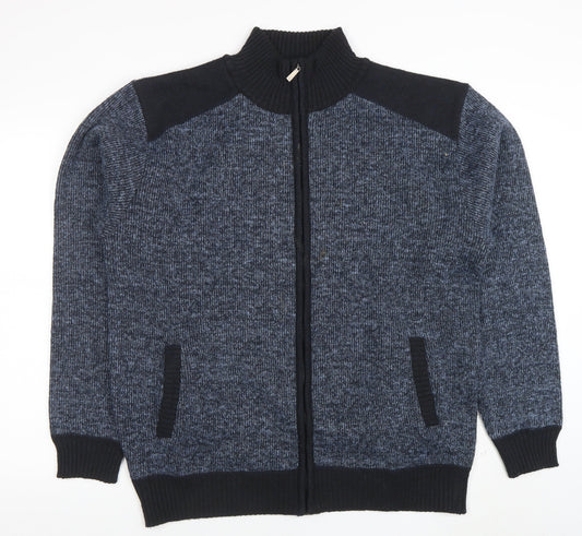 Charles Norton Men’s Blue Full Zip Knit Jumper 2XL High Neck