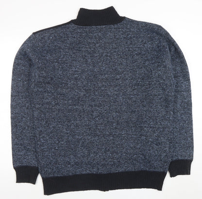 Charles Norton Men’s Blue Full Zip Knit Jumper 2XL High Neck
