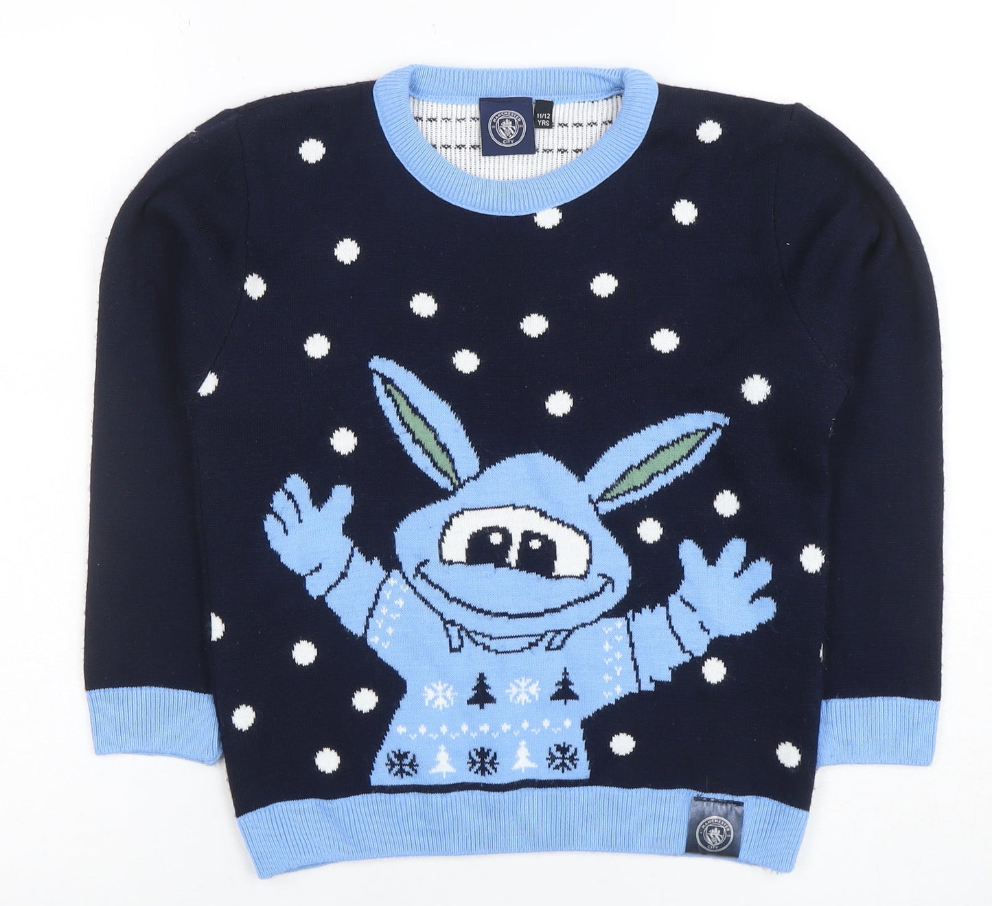 Boys UK Size 11-12 Years Manchester City Blue Pullover Jumper